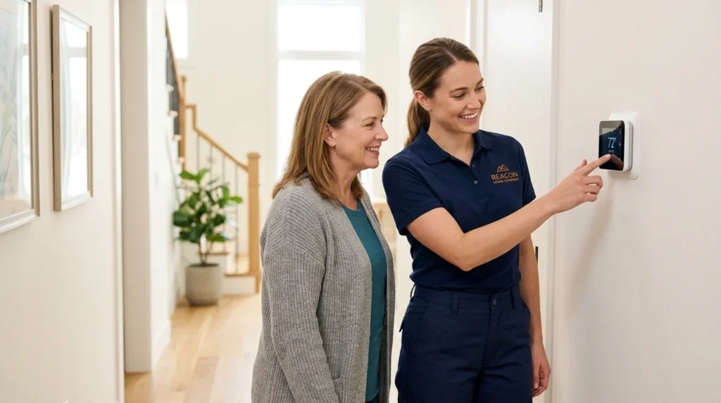 Showing a homeowner how the safety reverse is tested